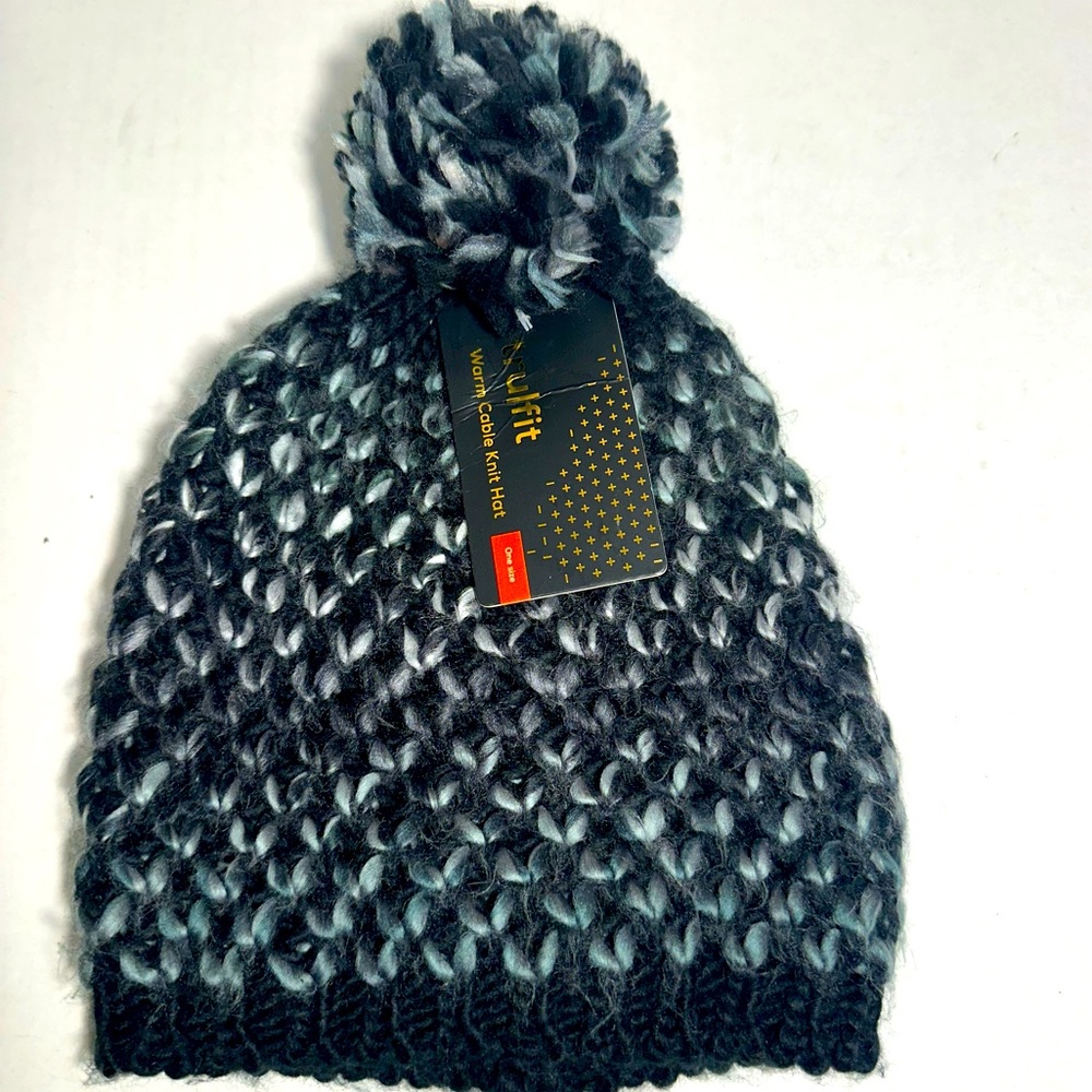 Tru | fit cable knit beanie hat Pom Pom‎ on top Warm